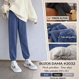 Buzos mujer #2032 interior plush peluditos tiros altos talla estándar para L/XL la docena 