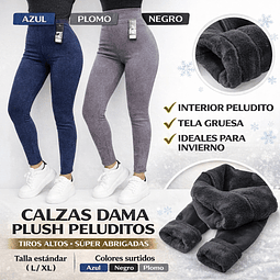 Calzas mujer interior plush peluditos talla estándar para L/XL la docena 