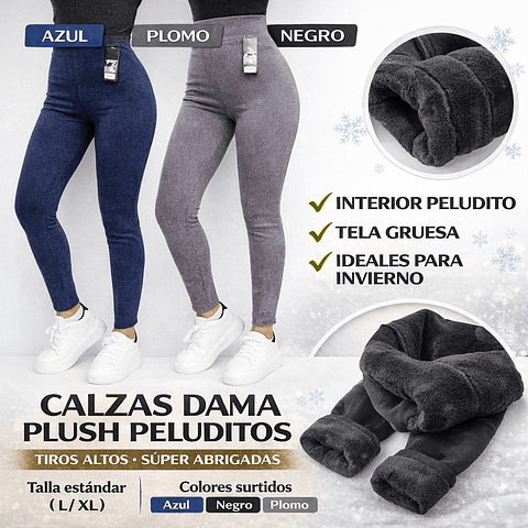 Calzas mujer interior plush peluditos talla estándar para L/XL la docena 
