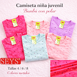 Camiseta SEYS niña 3562 bambú con polar tallas y colores surtidas la docena 