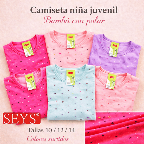Camiseta  SEYS juvenil niña 3564 bambú con polar tallas y colores surtidas la docena 