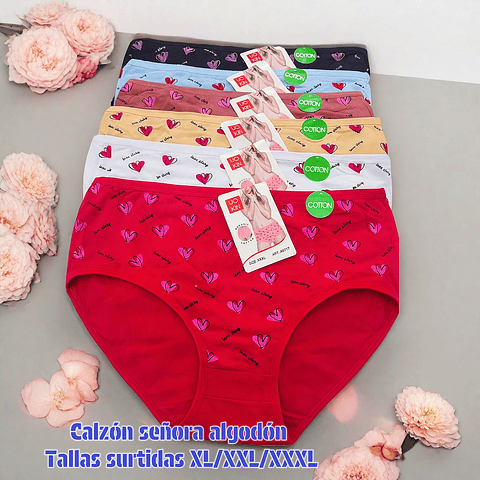 Calzón señora algodón tallas y colores surtidas la docena