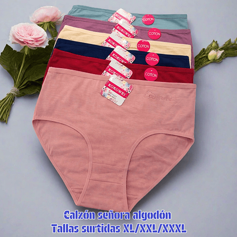 Calzón señora algodón tallas y colores surtidas la docena