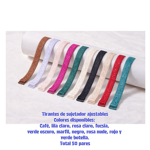 Sostén tirantes colores surtidas por 50 pares 