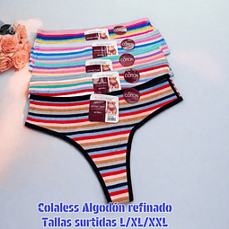 Colaless algodón refinado tallas y colores surtidas la docena 