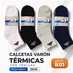 Calcetas varón térmicas con toallas #B01 talla única 39/45 la docena 