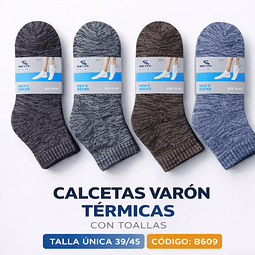 Calcetas varón térmicas con toallas #B609 talla única 39/45 la docena 