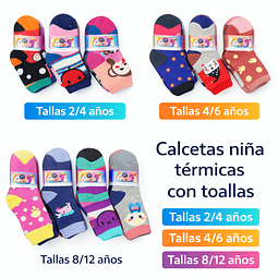 Calcetas niña térmica con toallas talla para 4/6 años la docena 