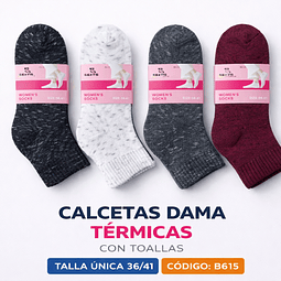 Calcetas Dama térmicas con toallas #B615 talla única 36/41 la docena 