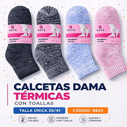 Calcetas Dama térmicas con toallas #B623 talla única 36/41 la docena 