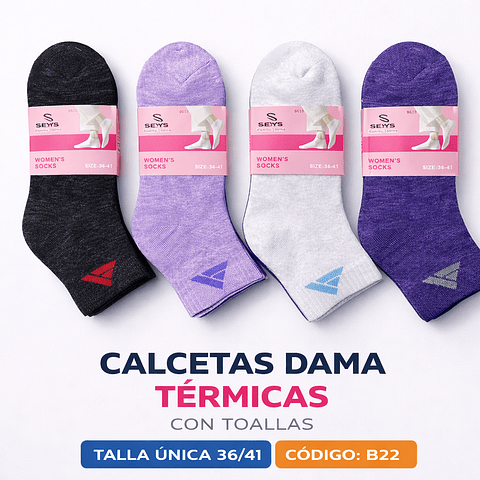 Calcetas Dama térmicas con toallas #B22 talla única 36/41 la docena 
