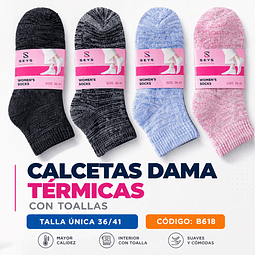 Calcetas Dama térmicas con toallas #B618 talla única 36/41 la docena 