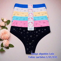 Tanga Lola  algodón tallas y colores surtidas la docena 
