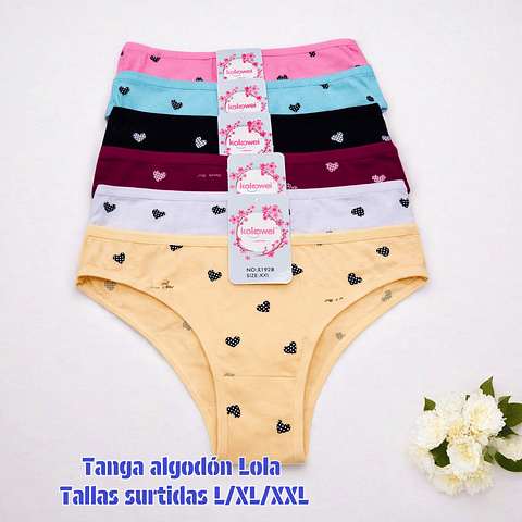 Tanga Lola  algodón tallas y colores surtidas la docena 