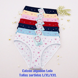 Calzón lola algodón tallas y colores surtidas la docena 