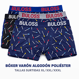 Bóxer varón algodón poliéster tallas y colores surtidas la docena 