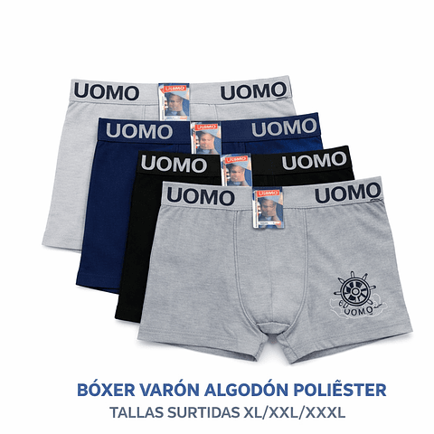 Bóxer varón algodón poliéster tallas y colores surtidas la docena 