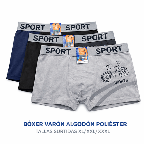 Bóxer varón algodón poliéster tallas y colores surtidas la docena 