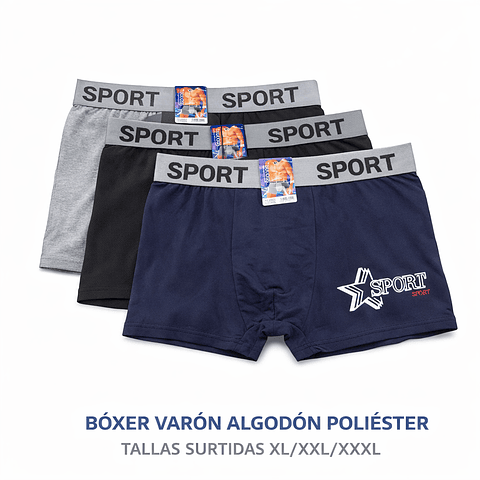 Bóxer varón algodón poliéster tallas y colores surtidas la docena 
