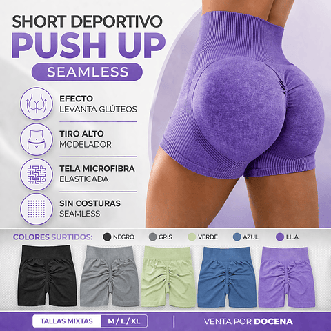 Shorts Deportivo push-up microfibra tallas y colores surtidas la docena 