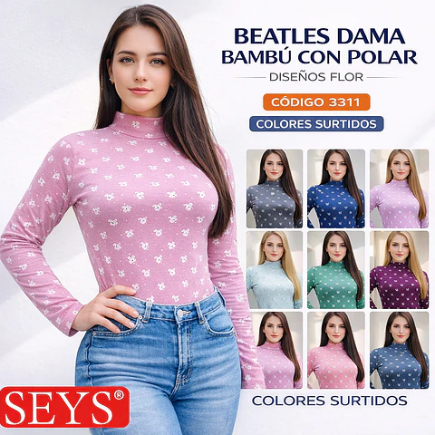 Beatles SEYS Dama 3311 bambú Diseños florecitas con polar tallas y colores surtidas la docena