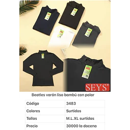 BEATLES SEYS VARON LISO 3483 BAMBÚ CON POLAR TALLAS Y COLORES SURTIDAS LA DOCENA