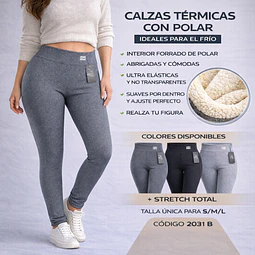 Calzas térmicas interior polar CLÁSICO #2031 B con 3 colores surtidas la docena