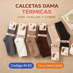Calcetas dama térmicas con toallas y cobre talla única 36/41 la docena