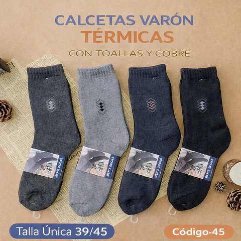 Calcetas varón térmicas con toallas y cobre talla única 39/45 la docena
