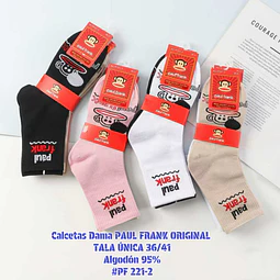 Calcetas Dama PAUL FRANK ORIGINAL algodón 95% # Pf221-2 talla única 36/41 la docena 