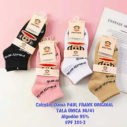 Calcetas Dama PAUL FRANK ORIGINAL algodón 95% # Pf201-2 talla única 36/41 la docena 