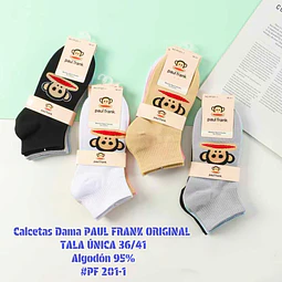Calcetas Dama PAUL FRANK ORIGINAL algodón 95% # Pf201-1 talla única 36/41 la docena 