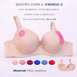 Sostén copa C tallas y colores surtidas la docena 