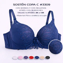 Sostén copa C tallas y colores surtidas la docena 