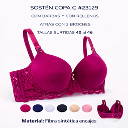 Sostén copa C tallas y colores surtidas la docena 