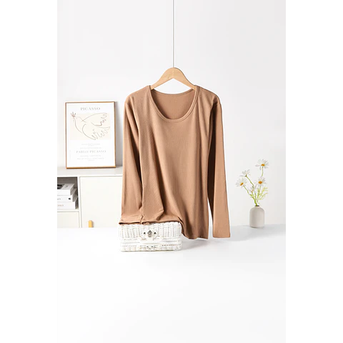 CAMISETA SEYS DAMA BAMBÚ CON POLAR 3403 DISEÑOS ACANALADO FINO TALLA UNICA S Y COLORES SURTIDOS LA DOCENA 