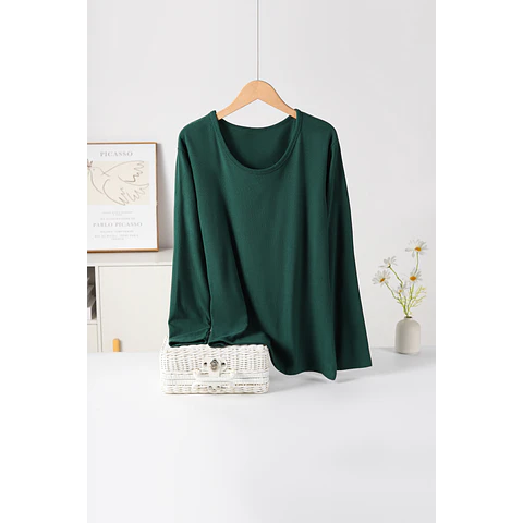 CAMISETA SEYS DAMA BAMBÚ CON POLAR 3403 DISEÑOS ACANALADO FINO TALLA UNICA S Y COLORES SURTIDOS LA DOCENA 