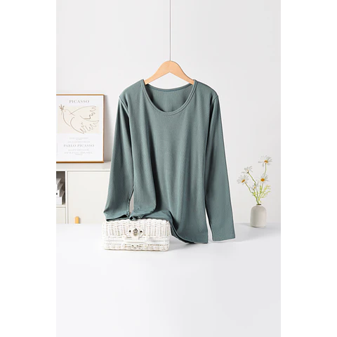 CAMISETA SEYS DAMA BAMBÚ CON POLAR 3403 DISEÑOS ACANALADO FINO TALLA UNICA S Y COLORES SURTIDOS LA DOCENA 