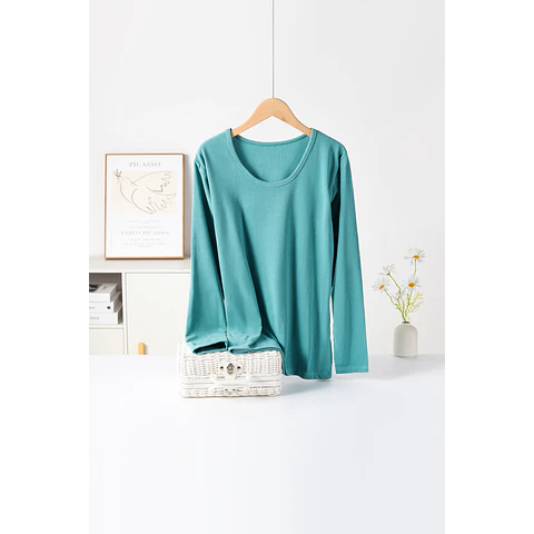 CAMISETA SEYS DAMA BAMBÚ CON POLAR 3403 DISEÑOS ACANALADO FINO TALLA UNICA S Y COLORES SURTIDOS LA DOCENA 