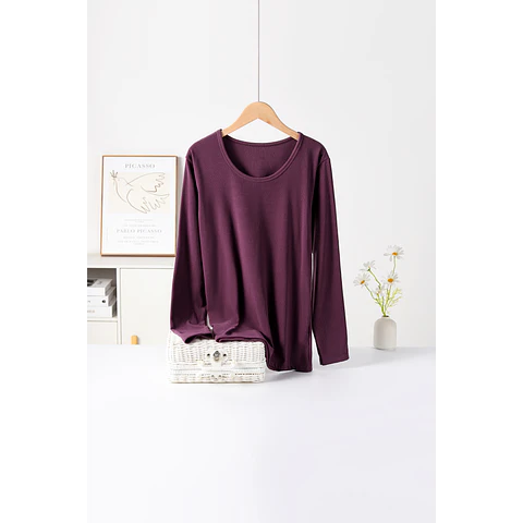 CAMISETA SEYS DAMA BAMBÚ CON POLAR 3403 DISEÑOS ACANALADO FINO TALLA UNICA M Y COLORES SURTIDOS LA DOCENA 