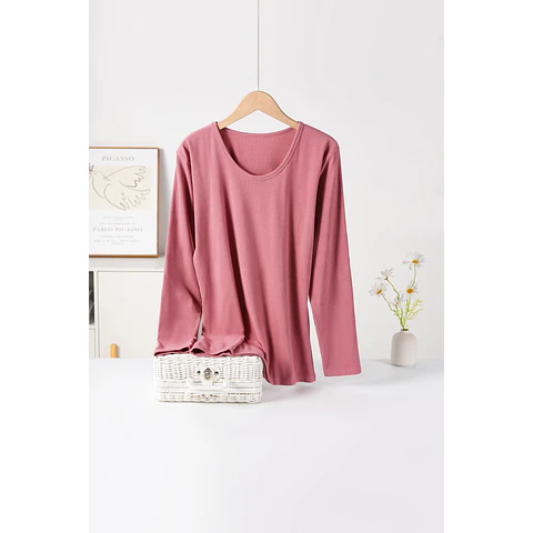 CAMISETA SEYS DAMA BAMBÚ CON POLAR 3403 DISEÑOS ACANALADO FINO TALLA UNICA M Y COLORES SURTIDOS LA DOCENA 