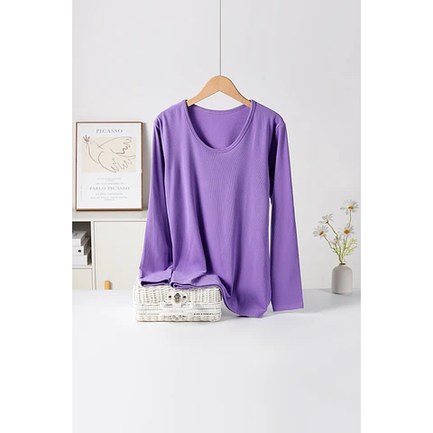 CAMISETA SEYS DAMA BAMBÚ CON POLAR 3403 DISEÑOS ACANALADO FINO TALLA UNICA M Y COLORES SURTIDOS LA DOCENA 