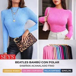BEATLES DAMA 3404 BAMBÚ CON POLAR DISEÑOS ACANALADO FINO TALLAS Y COLORES SURTIDAS LA DOCENA 