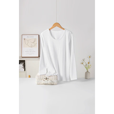 CAMISETA SEYS DAMA BAMBÚ CON POLAR 3401 DISEÑOS ACANALADO FINO TALLA UNICA S Y COLORES 8 NEGRA+4 BLANCA LA DOCENA