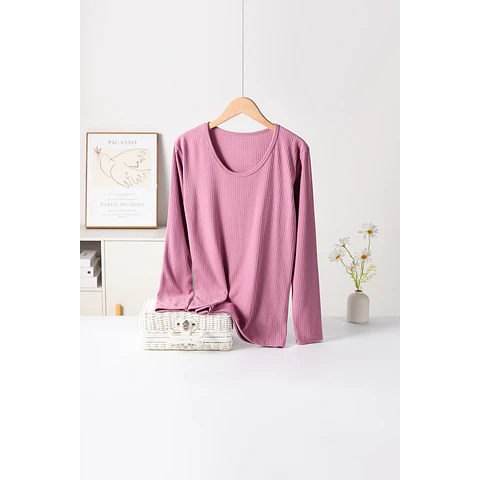 CAMISETA SEYS DAMA BAMBÚ CON POLAR 3503 DISEÑOS ACANALADO ANCHO TALLA UNICA L Y COLORES SURTIDOS LA DOCENA 