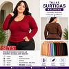 CAMISETA DAMA 3505 BAMBÚ CON POLAR DISEÑOS ACANALADO ANCHO TALLAS ESPECIALES XXL/XXXL Y COLORES SURTIDOS LA DOCENA 