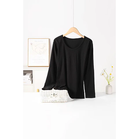 CAMISETA DAMA 3505 BAMBÚ CON POLAR DISEÑOS ACANALADO ANCHO TALLAS ESPECIALES XXL/XXXL Y COLORES SURTIDOS LA DOCENA 