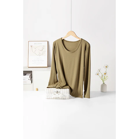 CAMISETA DAMA 3505 BAMBÚ CON POLAR DISEÑOS ACANALADO ANCHO TALLAS ESPECIALES XXL/XXXL Y COLORES SURTIDOS LA DOCENA 