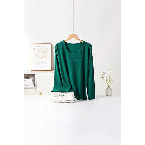 CAMISETA DAMA 3505 BAMBÚ CON POLAR DISEÑOS ACANALADO ANCHO TALLAS ESPECIALES XXL/XXXL Y COLORES SURTIDOS LA DOCENA 