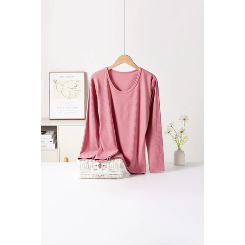 CAMISETA DAMA 3505 BAMBÚ CON POLAR DISEÑOS ACANALADO ANCHO TALLAS ESPECIALES XXL/XXXL Y COLORES SURTIDOS LA DOCENA 